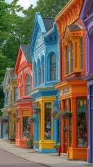 Fototapeta premium Vibrant Colorful Houses Line Charming Street