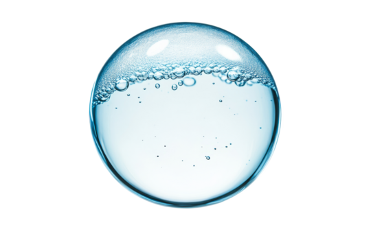 Clear water bubble floating in bright light