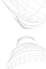 Abstract Architectural Swirls – Futuristic Wireframe Design