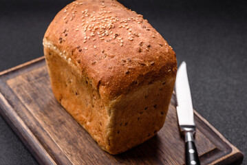 Brown bread with grains and seeds