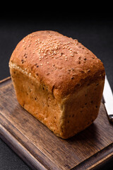Brown bread with grains and seeds