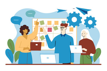 Concept of teamwork, productivity, and project management.