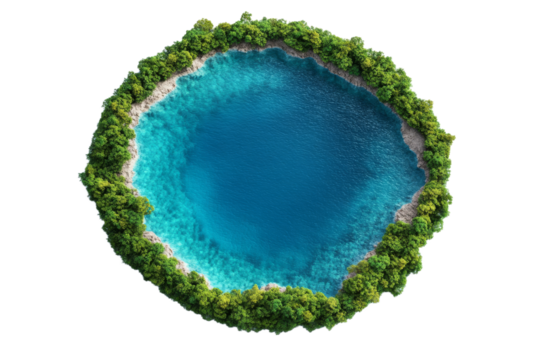 Lush green circular lagoon beauty