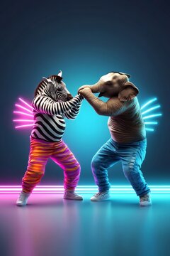 cool pop art zebra elephant dance battle krumping neon street urban