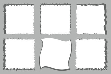 Obraz premium Set of torn paper pieces, Torn paper. Torn paper frames with rough edges vector set. Abstract realistic ornament or decoration clip art for social media banner background. Design eps 10