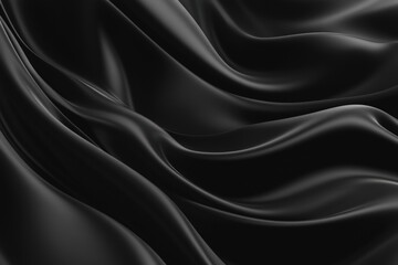 Obraz premium Black silk fabric draped elegantly in soft folds creates a rich and luxurious texture