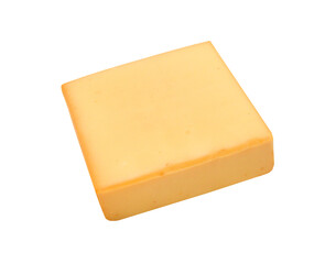 Cubes of cheddar cheese isolated on white