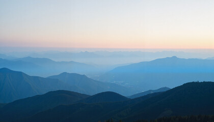Fototapeta premium A scenic view of mountains at dusk.