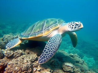 Obraz premium Chelonia mydas -Green sea turtle from the island of Cyprus