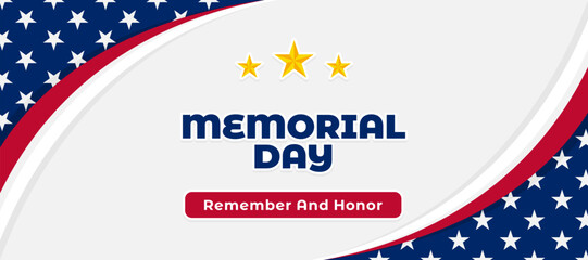 
memorial day banner with american flag frame corner background