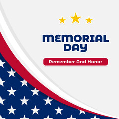 memorial day social media post template design with red, white, and blue theme.