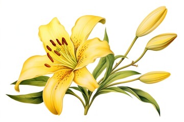 Flower lily yellow plant.