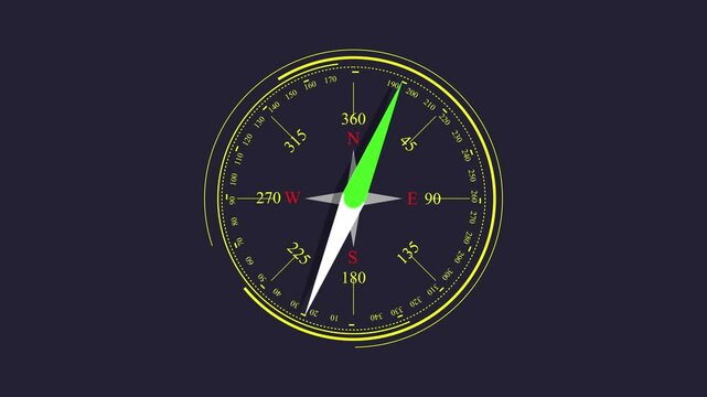 Compass icon animated with dark blue background. search route compass geocaching pin destination location outline point address concept.