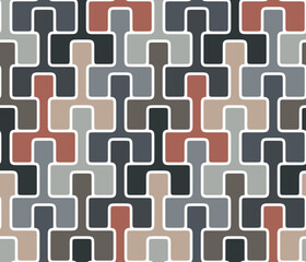 Interlocking multicolored geometric shapes in an elegant mosaic design. Seamless repeating pattern in a modern abstract style. Vector illustration.