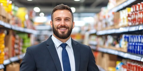Fototapeta premium retail store top salesman walking the floor as a product expert and floor superviser