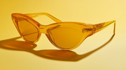 yellow fashion sunglasses with yellow   frames and lenses isolated on yellow  background