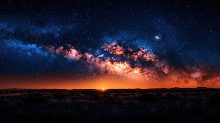 Naklejka premium Stargazing under the milky way a celestial spectacle in the desert night sky