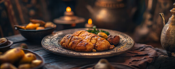 Moroccan Pastry with Nuts on Antique Plate