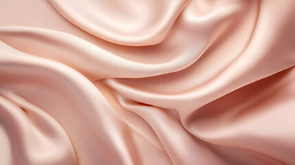 Fototapeta premium Elegant waves of soft, shimmering light pink fabric cascade and fold creating a luxurious, flowing texture.