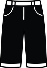 short pants icon over white background, vector illustration. black and white design