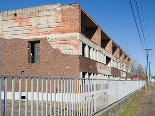 Abandoned Brick Building with Visible Decay