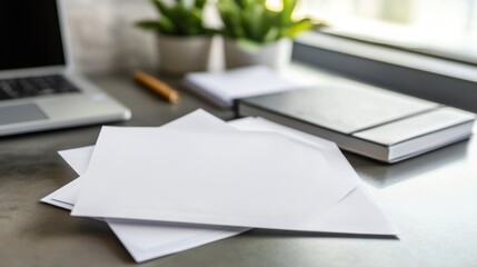 Resignation letter on a desk with a laptop and journal. Featuring thoughtful decision-making and career transition clarity