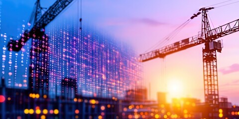 construction with digital binary data overlay 