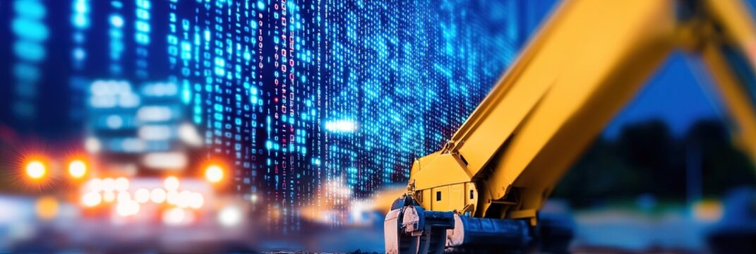 construction with digital binary data overlay 