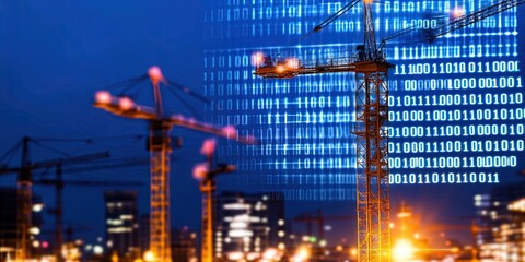 construction with digital binary data overlay 