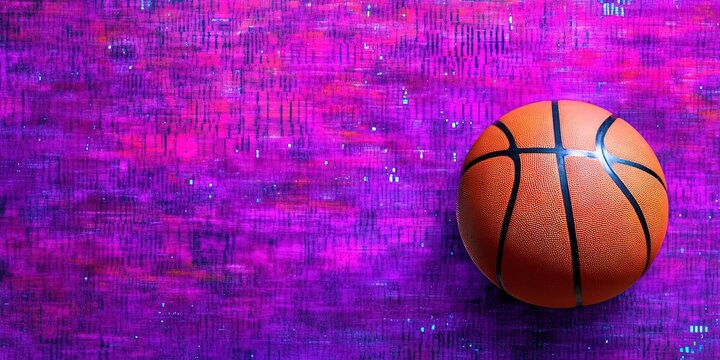 basketball with digital binary data overlay - Powered by Adobe