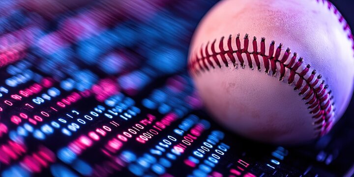  baseball with digital binary data overlay  - Powered by Adobe