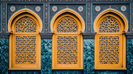 Obraz premium Intricate Architectural Details of Colorful Ornate Windows