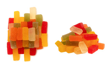 Marmalade candies isolated on a white background.