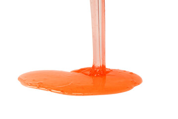 Red slime toy isolated on a white background.