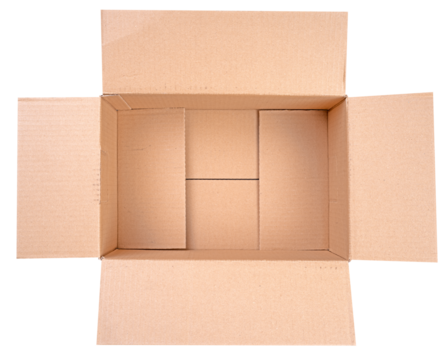 Empty cardboard box on isolated background.