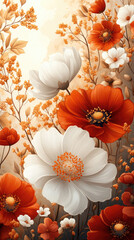 Autumnal floral bouquet, vibrant colors, garden setting, sunlight filtering through