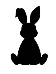 easter bunny black sillouette isolated transparent background