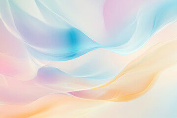 Obraz premium Surreal, dream-like background with abstract, fluid shapes blending together in a palette of soft blues, pinks, and yellows, creating a calm, ethereal atmosphere with gentle curves and patterns