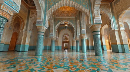 Obraz premium Aerial view showcasing a large architectural structure featuring a tiled floor and majestic columns, emphasizing its grandeur and design intricacies.