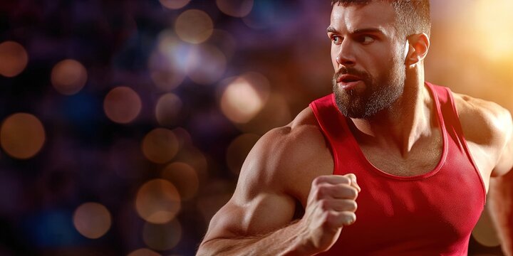 champion athlete - fictional man at the peak of physical conditioning