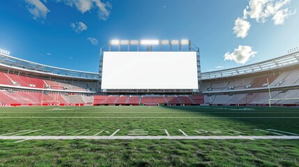 Obraz premium college football stadium advertising screen with blank billboard, promotional banner, and stadium sponsorship mockup