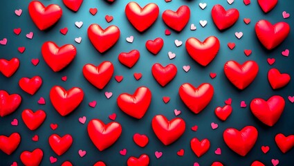 Floating red hearts over dark background for valentine's day
