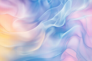 Obraz premium Surreal, dream-like background with abstract, fluid shapes blending together in a palette of soft blues, pinks, and yellows, creating a calm, ethereal atmosphere with gentle curves and patterns