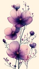 Hand-drawn flowers with purple floral design high resolution hd picture