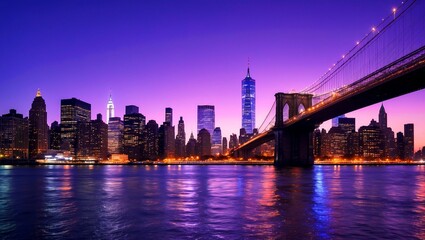 Fototapeta premium Magical dusk over new york city skyline