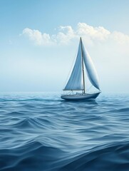 Obraz premium Sailboat, Ocean, Sky, Clouds, Waves, Sailing, Travel, Adventure, Horizon, Seascape