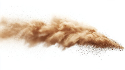 A drifting sand cloud, carrying dust and stones, swirls through the air against a transparent background. This realistic vector illustration captures the movement of dry, airborne sand