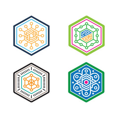 Hexagonal Tech Logos set