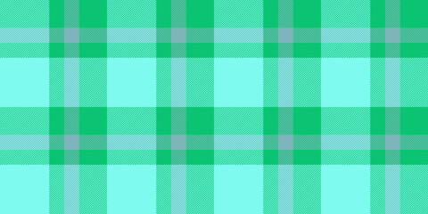 Rag textile vector fabric, classy texture seamless pattern. Male check plaid tartan background in teal and mint colors.