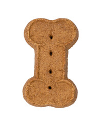 One bone-shaped dog treat on a transparent background  